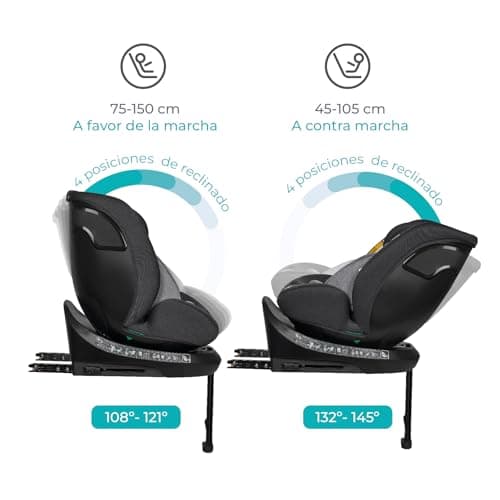 Ms BabyWorld Denver I-Size Siège Auto Pivotant à 360º ISOFIX et jambe de force pour enfants de 0 à 12 ans, 40-150 cm (0~