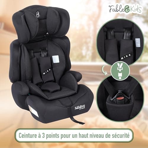 Siège auto FableKids pour enfants noir 76-150 cm ECE R129/03 44,5x41x68-75cm