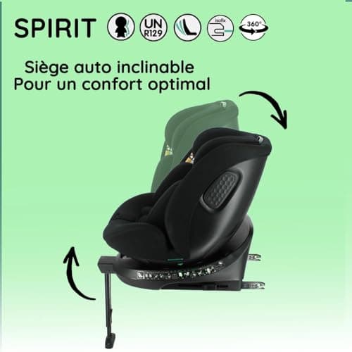 Nania - Siège auto SPIRIT pivotant 360° pour enfant - I-Size 40-150 cm - Adaptable de naissance à 12 ans - Fixations iso