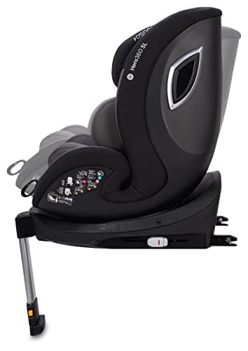 Osann Hero360 SL i-Size Siège enfant rotatif noir sergé pour enfants de 40 à 105 cm, sécurité optimale pour les voyages