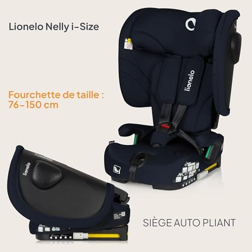 LIONELO NELLY Siège auto I-SIZE ISOFIX 76-150 cm | Usage contraire et arrière, sangle Type Tétris, protection latérale,