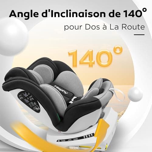 MIOPHY I-Size Siège Auto Isofix 360°Pivotant Groupe 0+1/2/3 Pour Enfants de la Naissance à 12 Ans, Taille 40-150 cm