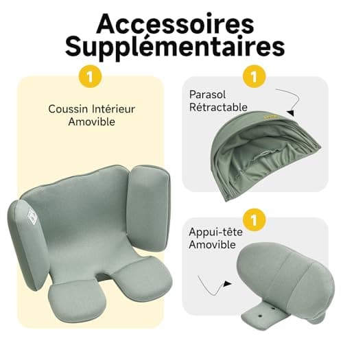 Siège auto Jovikids pivotant 360° ISOFIX ECE R129 pour enfants 40cm - 150cm | Protections latérales | Vert