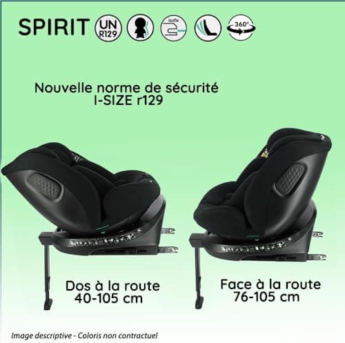 Nania - Siège auto SPIRIT pivotant 360° pour enfant - I-Size 40-150 cm - Adaptable de naissance à 12 ans - Fixations iso