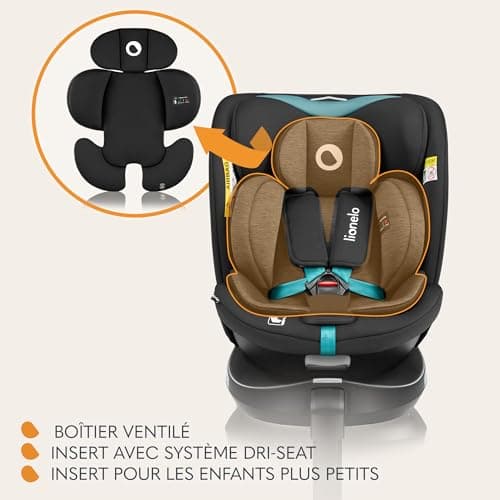LIONELO NAVY i-Size 360o Siège auto pour enfants 40–150 cm | Installation ISOFIX | Dri-Seat (Turquoise)
