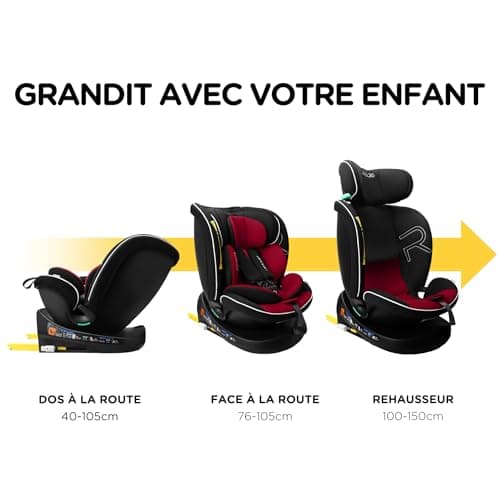 Reecle I-Size Siège Auto 360° Pivotant ISOFIX | Protection Latérale | Enfant de 40-150 cm, 0-12 ans (0-36 kg) - Rouge