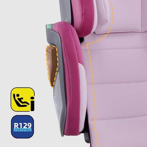 Jovikids i-Size Siège Auto Voyage ISOFIX pour Enfants de 3 à 12 ans (100-150cm) - Profond, Pliable et Léger (Rose)
