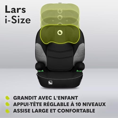 LIONELO LARS I-Size Siège Auto Bébé Sécurité Haute, Protection Latérale Élevée, Appui-tête Réglable, Confort Accoudoirs,