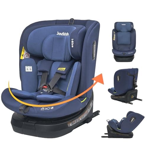 Jovikids Siege Auto i-Size, ISOFIX pour Bébé de 0 à 12 Ans, ECE R129, 360° Pivotant, 12 Positions d'Appui-tête (Vert)