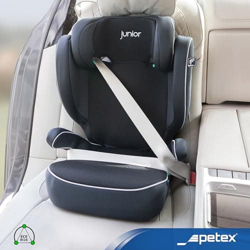 PETEX | Siège auto i-Size noir conforme à la norme ECE R129 pour enfants grands - réglable en hauteur - 100-150 cm