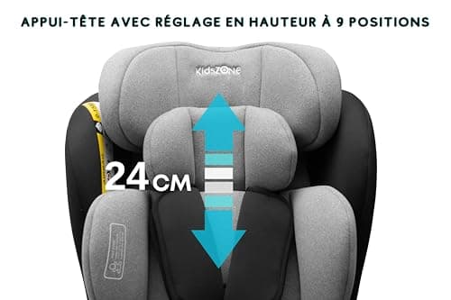 Siège auto bébé ISOFIX 0 à 36kg, pivotant 360°, i-Size, 9 positions d'appui-tête, 5 positions d'inclinaison, harnais à 5
