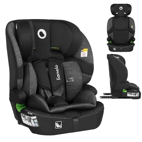LIONELO LO-BILLY I-SIZE Siège auto bébé gris pour enfant de 15 mois à 12 ans, installation ISOFIX et ceinture de voiture