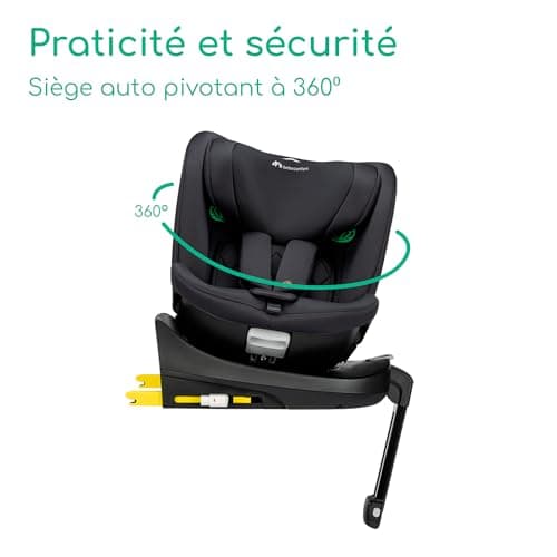 Bebeconfort RevolveFix Plus 360 i-Size Black, Siège Auto Pivotant 360, 0-12 Ans, 40-150 cm, ISOFIX, Jambe de Force, Rota