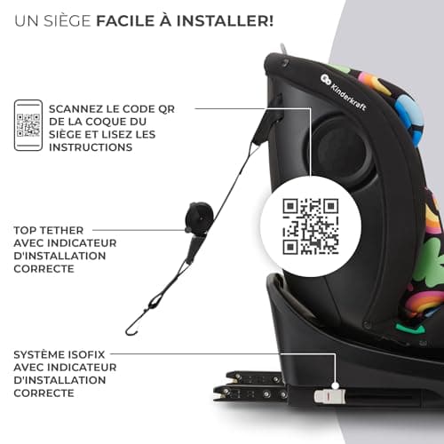 Kinderkraft I-GROW Siège auto bébé, ISOFIX 40-150 cm, 0-36 kg, adaptatif, dès la naissance et jusqu'à 12 ans environ, pr
