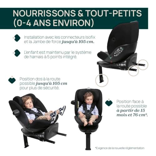 Chicco Everone I-Size Siège Auto avec Base Isofix 0-36 kg Pour Enfants de 40 à 15 cm Homologué ECE R129/03 Pivotant 360°