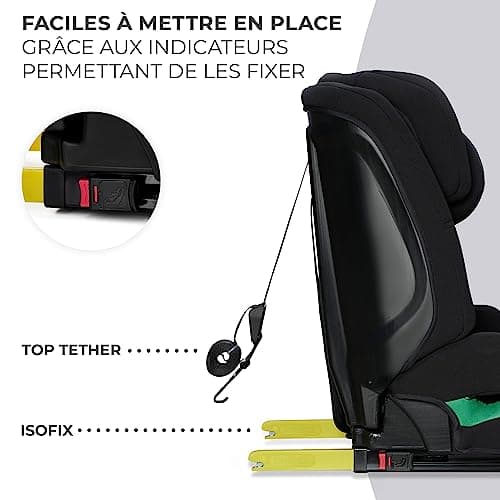 Kinderkraft SAFETY-FIX2 I-SIZE Siege sécurité auto 9 à 36kg pour 15 mois à 12 ans Noir Isofix profond Appui-tête réglabl