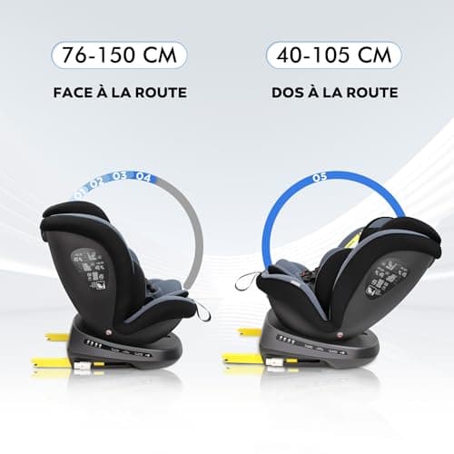Reecle i-Size Siège Auto 360 Pivotant ISOFIX Populaire pour Enfants de 0 à 12 ans (0-36 kg), Sécurité maxHeight 150 cm,