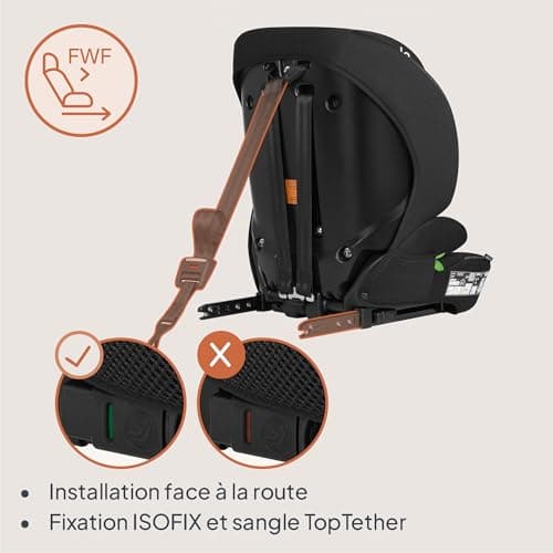 LIONELO LO-BILLY I-SIZE Siège auto bébé gris pour enfant de 15 mois à 12 ans, installation ISOFIX et ceinture de voiture