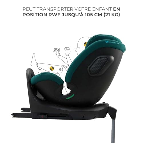 Kinderkraft XRIDER2 I-SIZE - Siège auto bébé 0-25 kg, évolutif 0-7 ans, protections latérales, harnais 5 points, Vert