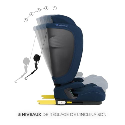Kinderkraft FIX2GO Bleu - Siège enfant i-size 76-150 cm Isofix top tether sécurité electronique 12 ans haut de gamme