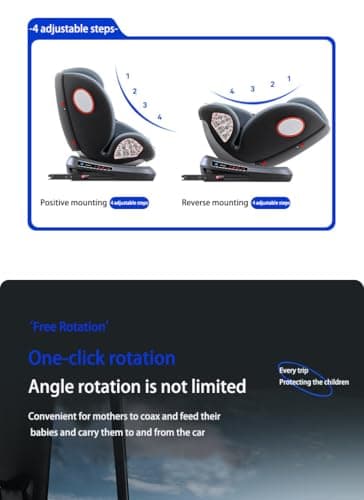 Reenborn À 360° Siège D'Auto Rotatif Inclinable Pour Enfants, Idéal Pour La Route et Le Coinnage, Équipé d'un Appui-Tête