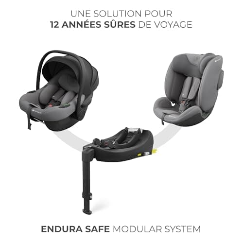 Kinderkraft I-LITE Siège Auto ENDURA SAFE FX pour bébé 0-12 ans | i-Size, rotatif, ISOFIX, ERGO PAD, léger 3,2 kg | Gris