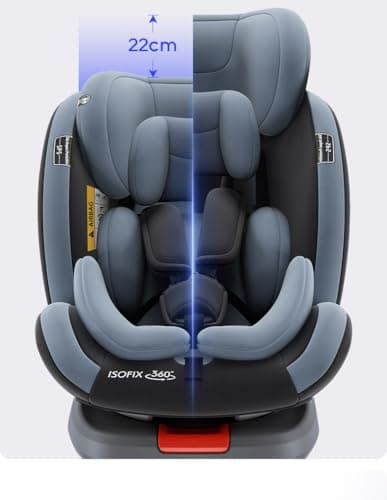 Reenborn À 360° Siège D'Auto Rotatif Inclinable Pour Enfants, Idéal Pour La Route et Le Coinnage, Équipé d'un Appui-Tête