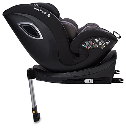 Osann Hero360 SL i-Size Siège enfant rotatif noir sergé pour enfants de 40 à 105 cm, sécurité optimale pour les voyages