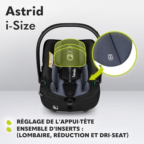 LIONELO ASTRID i-Size | Sécurité pour Enfants | Groupe 0+ | Montage Dos à la Route | Protection Latérale | Insert Dri-Se