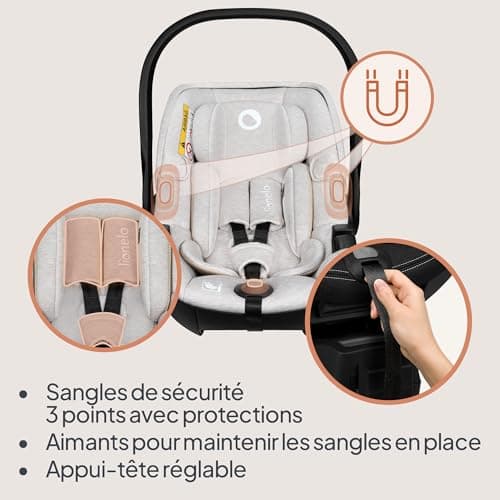 LIONELO MOXIE i-Size Siège Auto pour Bébé Équipé de Groupe 0+ à 87 cm, Idéal pour les Petits Conducteurs, Protection Lat