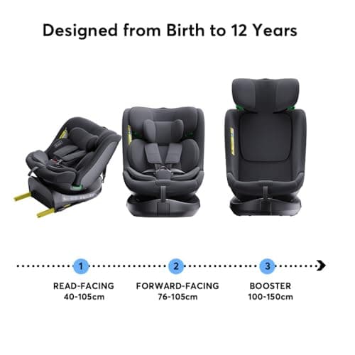YAZOCO Siège auto bébé I-SIZE, evolutif 0 à 36 kg, pour toute la croissance de votre enfant, de la naissance à 12 ans en