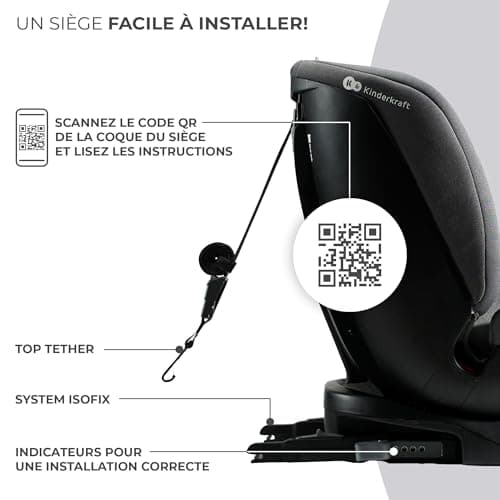 Kinderkraft XPEDITION Gris, Siège auto bébé évolutif 0-36 kg, Isofix 360° pivotant pour toute la croissance du bébé