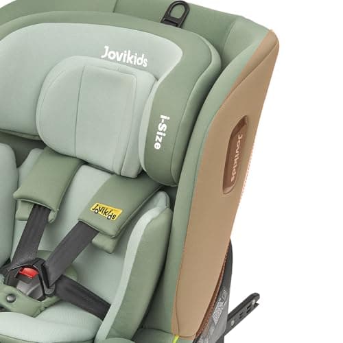 Jovikids Siege Auto i-Size, ISOFIX pour Bébé de 0 à 12 Ans, ECE R129, 360° Pivotant, 12 Positions d'Appui-tête (Vert)