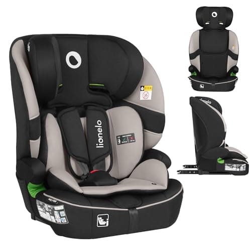 LIONELO LO-BILLY I-SIZE Siège auto bébé gris pour enfant de 15 mois à 12 ans, installation ISOFIX et ceinture de voiture