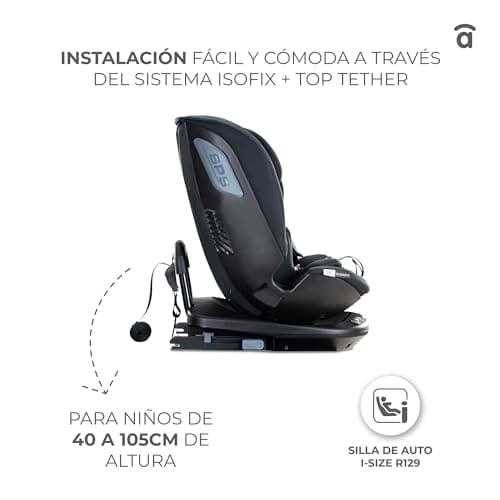 Asalvo PANAFIX Siège auto I-Size Noir Isofix Top Tether Inclinable 360° 40-150cm Sécurité Confort