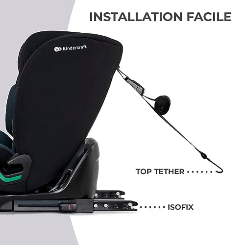 Kinderkraft ONETO3 I-Size Noir, Siège auto bébé Groupe 1/2/3 76-150 cm, Installation ISOFIX facile pour 15 mois à 12 ans