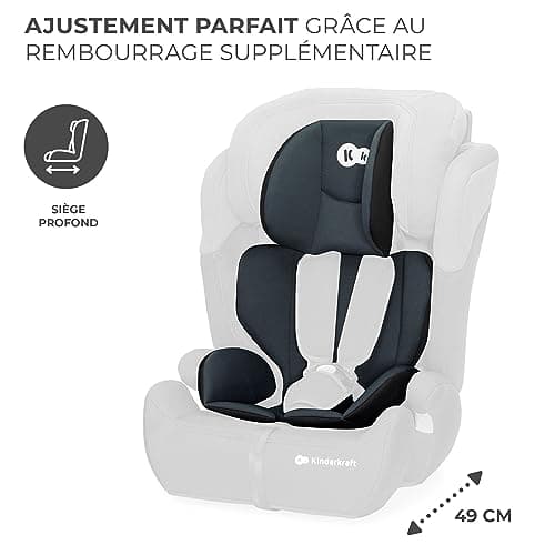 Kinderkraft COMFORT UP i-Size Noir pour bébés de 15 mois à 12 ans, 11 niveaux de réglage et harnais 5 points