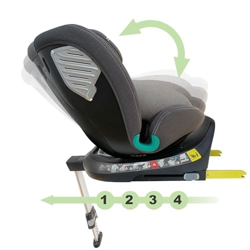 XOMAX G409 - Siège enfant rotatif 360° - Pieds ISOFIX - Évolutif 0-36 kg - 0-12 ans - Harnais 5 et 3 points - Housse lav