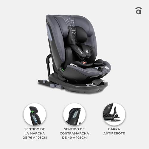 Asalvo PANAFIX Siège auto I-Size Noir Isofix Top Tether Inclinable 360° 40-150cm Sécurité Confort