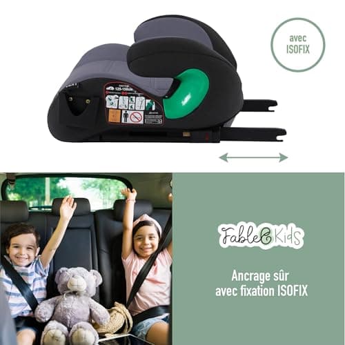 Siège auto FableKids pour enfant | Isofix ECE R129/03 | Rehausseur 3 points et porte-gobelet | Pour enfants de 125-150 c