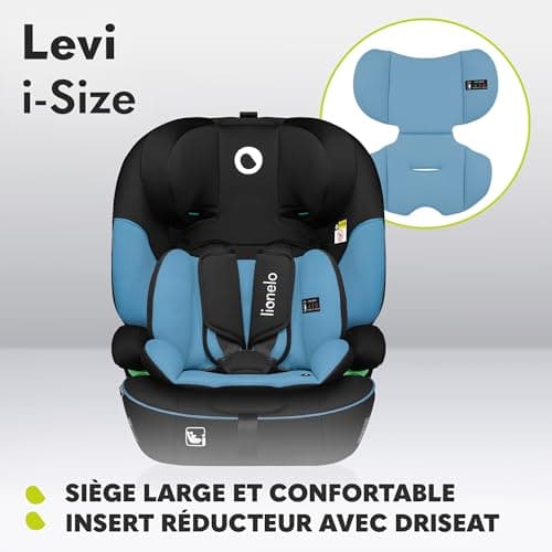 LIONELO Levi i-Size Siege Auto 9-36 kg Groupe 1 2 3 Noir | Protection Latérale & Protection Crânienne | Ceintures 5 Poin