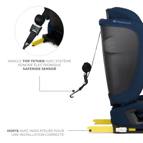 Kinderkraft FIX2GO Bleu - Siège enfant i-size 76-150 cm Isofix top tether sécurité electronique 12 ans haut de gamme