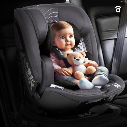 Asalvo PANAFIX Siège auto I-Size Noir Isofix Top Tether Inclinable 360° 40-150cm Sécurité Confort