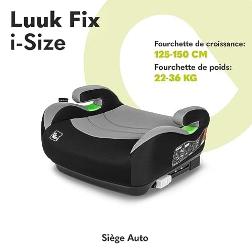 LIONELO LUUK FIX i-Size Siège Auto en ISOFIX pour Enfants, Groupe 2 et 3, 22-36 kg, Confortable avec Accoudoirs, Housse