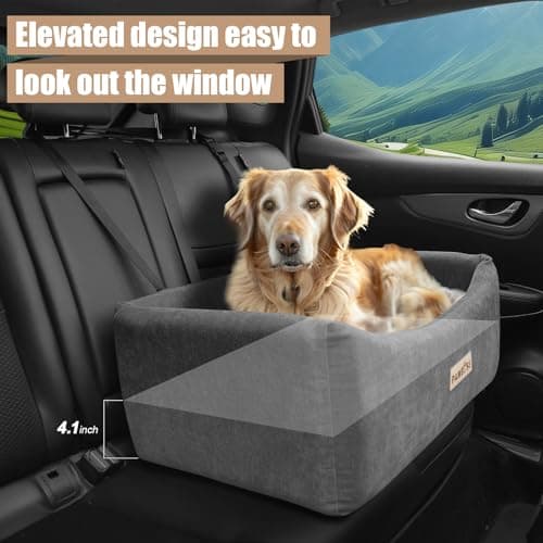 Siège Auto Chien Gris, Pour Les Chiens de Moins de 25kg ou 2 Petits, Lit de Voiture Lavable Antidérapant
