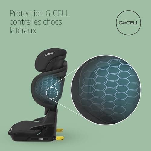 Maxi-Cosi Tanza i-Size Full Black, Réhausseur Voiture Enfant 3,5-12 ans, 100-150cm, Protection G-CELL Chocs Latéraux, 10