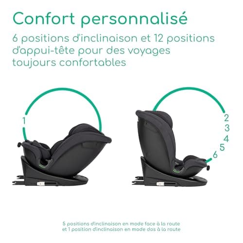 Bebeconfort RevolveFix 360 i-Size - Siège Auto Pivotant 360° pour Enfants 0-12 Ans - ISOFIX, Top Tether, Noir Full