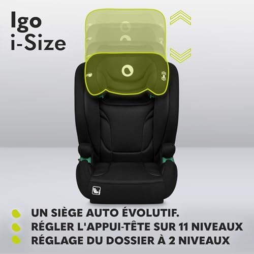 LIONELO IGO I-size Siège-auto pour enfants groupe 2/3 ISOFIX Black ISÔLE EN SÉCURITÉ