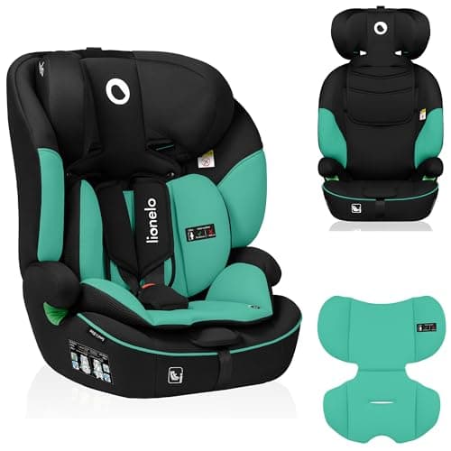 LIONELO Levi One Siege Auto Gris-Noir 3-En-1 Protection Latérale Protection Tête Ceinture 5 Points Appui-Tête Réglable D