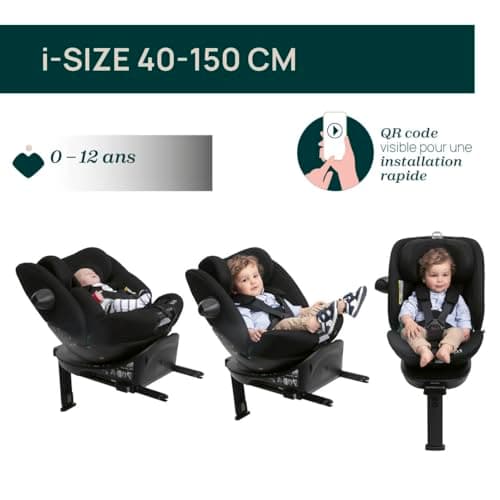 Chicco Everone I-Size Siège Auto avec Base Isofix 0-36 kg Pour Enfants de 40 à 15 cm Homologué ECE R129/03 Pivotant 360°